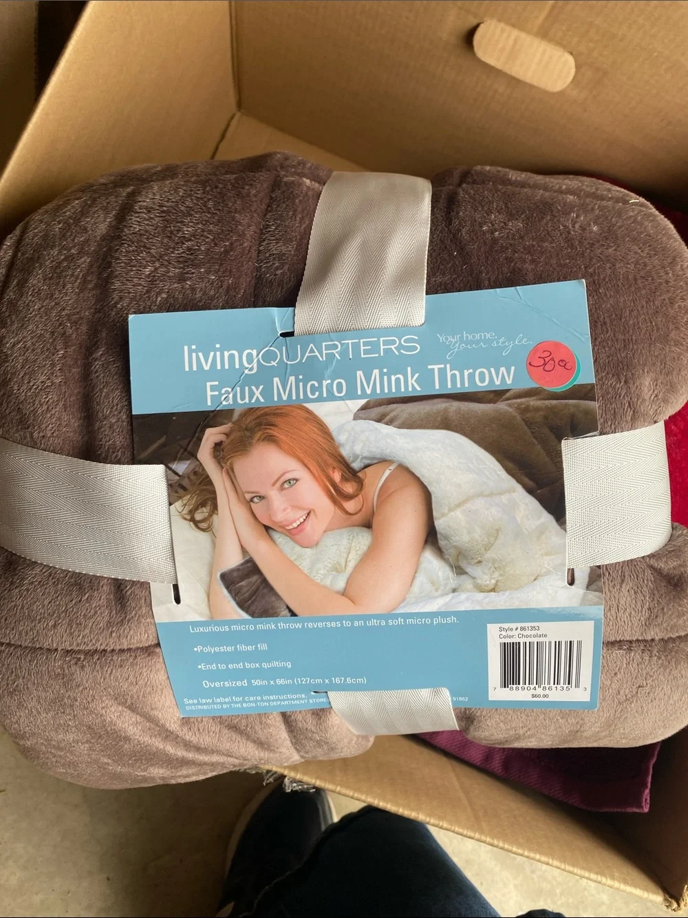 livingQUARTERS Faux Micro Mink Throw Blanket - Chocolate